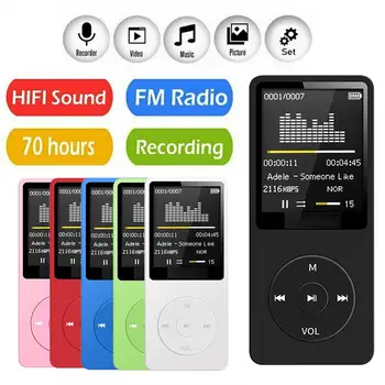 Compatíveis com Bluetooth, Leitor de Música Mp3 sem Perdas Walkman Portátil Rádio Fm Externa Ultra-fino do Aluno Mp3 Recorder