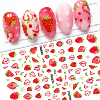 Legal Frutas 3D Prego Arte controles Deslizantes de Morango Delicioso Adesivos para Unhas Manicure Decalques Decoraciones Acessórios