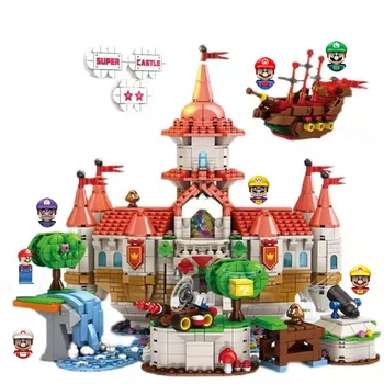 2633Pcs Super Mario DIODO emissor de Luz do Cogumelo, o Castelo de Blocos de Construção Tijolos Casa Criativa Modelo de arquitetura de Brinquedos Para Crianças Presentes