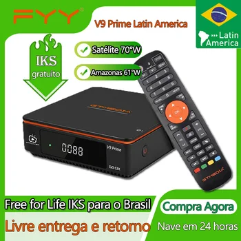 IKS/CS Receptores para o Brasil GTmedia V9 Primeiro-LA Receptor de TV por Satélite Decodificador M3U H. 265 HD Set-Top Box Apoio 70.0°W Satélite