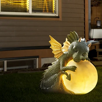 3D, Pequeno Dinossauro Forma de Suspensão Escultura de Resina de Candeeiros de Mesa Decoração de Luzes da Noite do Dragão Modelo de Jardim, Pátio ao ar livre Decoração