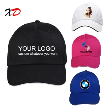 Personalizado boné de beisebol 100% algodão de impressão de logotipo do texto foto bordado casual sólido chapéus de cor preta, boné Snapback ajustar masculino feminino