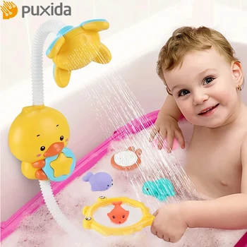 Puxida 18+ Mês 803DY Banheira de Bebê Pato Bomba de Água Elétrica Automática Cabeça de Chuveiro e Banheiras para os Babys Banheiras Duche Brinquedo