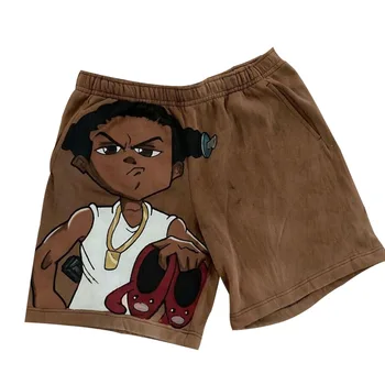 Kanye West Verão Casual Anime Letra Imprimir Shorts Homens De Algodão Calça Bermuda De Praia, Calças Curtas, Casual Respirável Boardshorts 