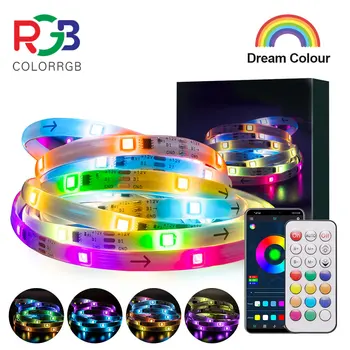 ColorRGB, Sonho Cor Luzes LED Strip,5M arco-íris Impermeável Perseguindo Efeito Multicolor,com Controlador Remoto, 11 Modos de Cena