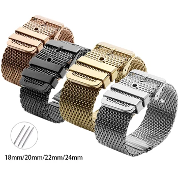 18mm 20mm 22mm 24mm pulseira de Aço Inoxidável Pulseira de Universal Homens Mulheres Malha Milanese Link Pulseira Bracelete Acessórios de Ouro