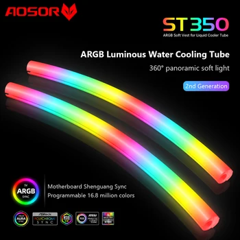 CoolMoon 2pcs Tubo de Mangueira Aura de Sincronização Luminosa Luva de Silicone de Água de Resfriamento Raditor Tubo de 5V 3 ARGB 4PIN Computador Caso Decoração