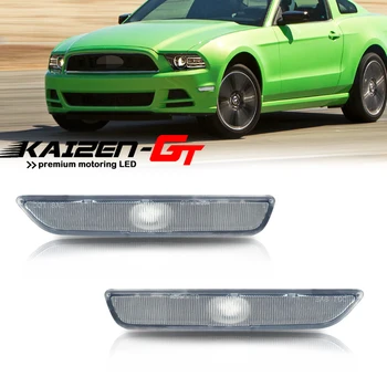 Kaizen-GT 2PCS Fumado / Lente Clara Carro pára-choque Dianteiro Refletor de Luz Marcador Lado do Alojamento da Tampa Conchas Para 2010-2014 Ford Mustang