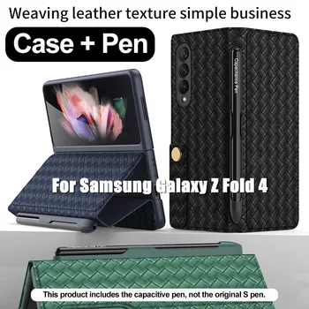 GKK Original Tecelagem capa de Couro Para Samsung Galaxy Z Dobre 4 5G Caso Com Caneta Carteira Rígido Telefone Flip Cover Para Samsung Z, Dobre 3