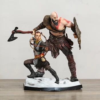 Deus da Guerra Kratos e Atreus Modelo Figura Pintada Estátua Coleção