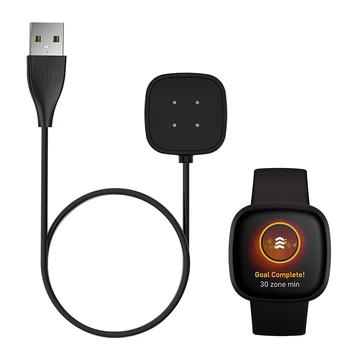Dock Carregador Adaptador de Cabo de Carregamento USB Cabo de Alimentação para o Fitbit Versa 4/3 Sentido 2 Smart Watch Versa4 Versa3 Sense2 Acessórios