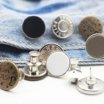 Destacável Jeans Botões Snap Ajuste de Cintura Prendedor de Botão, Calças Pin para Retrátil Botão de Costura-Livre Fivelas