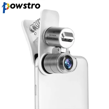 Telemóvel Universal Microscópio com Lente Macro 60X Zoom Óptico lente de aumento Micro Câmera LED Clip Lentes Para o iPhone SE 