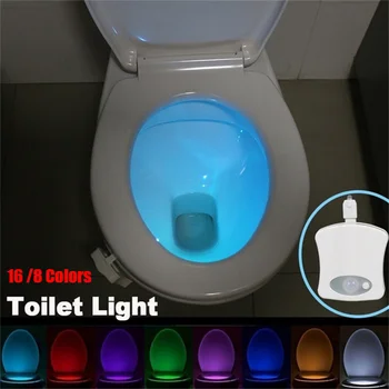 Wc Luz da Noite Smart Sensor de Movimento de PIR Wc Luzes LED Banheiro Lâmpada da Noite De 16 Cores Wc Lâmpada Para WC casa de Banho casa de banho