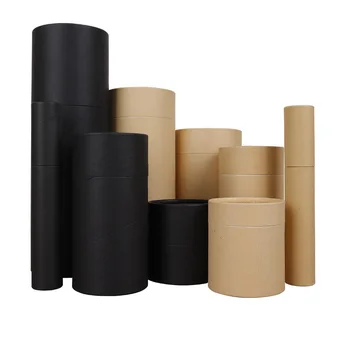 100pcs/monte atacado preto papel kraft tubo de chá pode garrafa de vinho lápis tubo tubo de papel de pintura tubo de óleo essencial de tubo