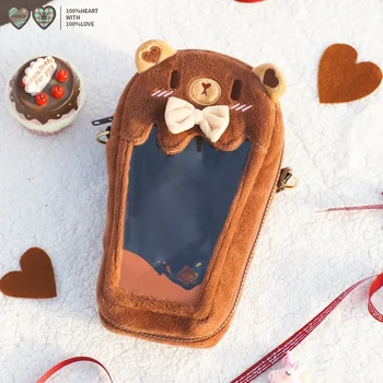 Lolita Menina Bonito Chocolate Urso de Cosplay do Luxuoso Transparente Itabag Bolsa OB11 Boneca de Exibição Kawaii Anime Bowknot Sacos de Ombro