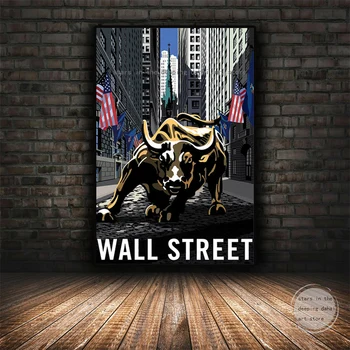 Moderno Carregamento De Wall Street Bull Estátua De Marco De Nova York Inspiração A Arte Do Cartaz Tela De Pintura De Parede Impressões De Imagens De Decoração De Casa