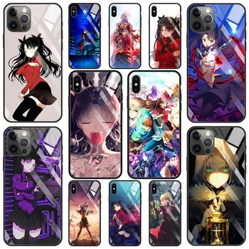 Fate Zero Tohsaka Rin Vidro Temperado de Caso Para o iPhone 14 13 12 11 Pro Max 12Mini X XR XS Max 8 7 6 Plus Silício Shell Telefone