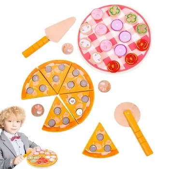 Madeira Pizza Brinquedos Pizza Fingir Jogar Conjunto De Madeira Pizza Brinquedo Para Crianças Pizza Jogar Comida Conjunto Simulado Para Melhorar A Multa De Competências