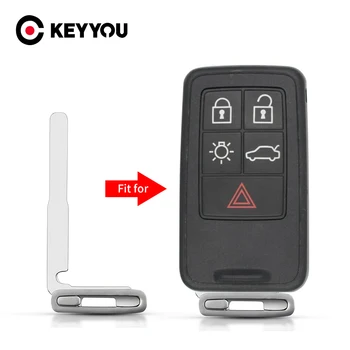 KEYYOU Para a Volvo XC70 XC90 V50 V70 S60 Smart Card Carro Pequeno-Chave em Branco Sem Entrada Automática Remota Uncut Inserir Emergência Lâmina