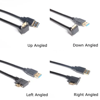 USB 3.0 a-b 90 Graus para a Direita e para Esquerda e para Cima e para Baixo em Ângulo Micro-B USB 3.0 Com Parafusos de Bloqueio de Montagem cabo de Dados 0,3 m 1m 1,8 m