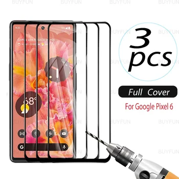 3pcs Borda Preta de Vidro Temperado Para o Google Pixel 6 6.4 polegadas de Segurança Protetor de Tela Para o Google Pixel6 G9S9B16 Telefone Vidro do Filme