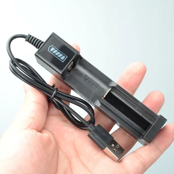18650 Bateria de Lítio Carregador Universal USB Smart Slot Único Carregador Com Indicador de Luz de Pequeno Ventilador Lanterna de Carregamento da Bateria
