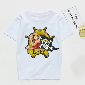 Tshirt de crianças Crianças de Bebê Meninas Meninos Casual Manga Curta T-Shirt em Um Pedaço de Luffy e Sanji Pares de Chaves de Borracha Criança T-shirt