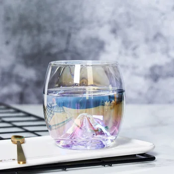 Criativo arco-íris copo de vidro lágrima de cristal copa do agregado familiar colorido personalizado copo de água Japão net oceano vermelho vinho copa do Iceberg da Copa
