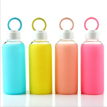 420ML Colorido Borbulhante de Vidro de garrafa de Água + Macia Luva de Silicone