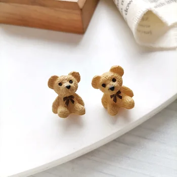 O coreano Bonito dos desenhos animados Urso Clipe de Brincos Personalidade Animal Pequeno Urso Marrom Brincos para Mulheres Meninas Sem Piercing