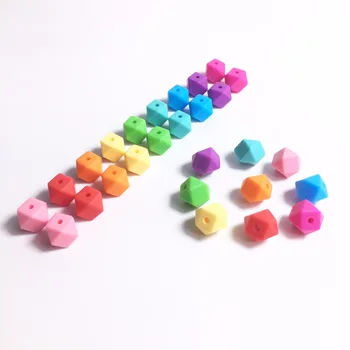 100 peças Mini Hexágono Dentição Silicone Cordão do Bebê Sensorial do arco-íris Hexágono Talão de Enfermagem Colares de Mascar Esferas Fornecedor