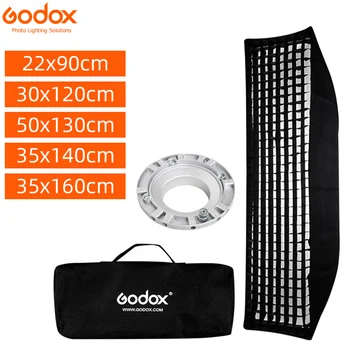 Godox 22x90cm 30x120cm 35x160cm Retângulo Faixa de Favo de mel Grade Softbox para Bowens Profoto Elinchrom Montagem de Flash de Estúdio Softbox