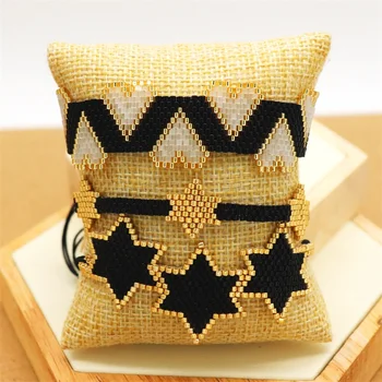 ZHONGV 2021 nova estrela 3pcs um conjunto de pentagrama, o hexagrama senhora de moda pulseira de mulheres trançado artesanal coração miyuki esferas pulseiras