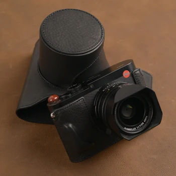 Para Leica Q2 Abrir Bateria De Design Artesanal De Couro Genuíno Da Câmera Saco Impermeável Pele