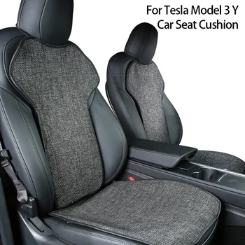 Carro Tampa De Assento Para Tesla Modelo 3 Modelo Y Quatro Estações Dianteiro E Traseiro Tecido De Linho Almofada Respirável Protetor Tapete Acessórios