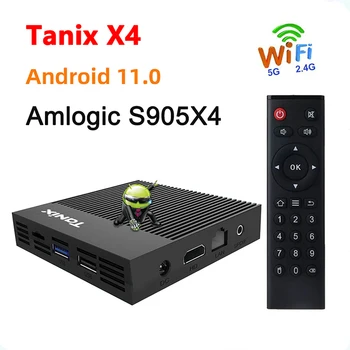 Tanix X4 11 Android Smart TV Caixa de Amlogic S905X4 4GB a 32GB 64GB 2,4 G 5G wi-Fi Dual 100M 4K Set-Top Box Media Player Receptores de TV