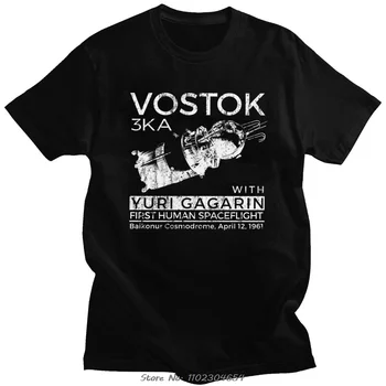Vintage CCCP T-Shirt Vostok Tshirt Homens do Algodão do Interior da União Soviética Yuri GagarinT-shirt de Manga Curta URSS Nave Tee Tops Presente