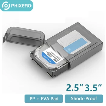 PHIXERO 2.5 3.5 Polegadas Cinza HDD SSD de Armazenamento de Caixa de um disco Rígido Externo Disco de Habitação HD Capa Hardcase Shell Caddy Saco com EVA