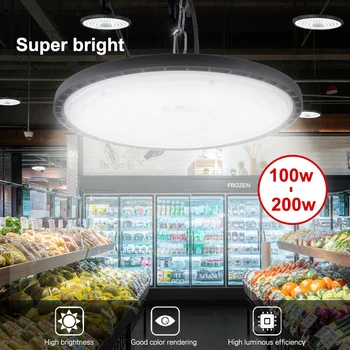 Super Brilhante LED Iluminação Industrial 200W 100W 150W de Alta Bay Luz IP65 Impermeável Do Shell Para o Estádio Ginásio Armazém