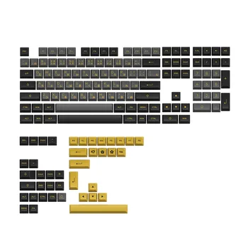 AKKO Black&Gold Keycaps Conjunto de 158 Chaves ASA de Perfil Duplo-shot PBT Keycaps Conjunto com Hiragana Japonês Fontes