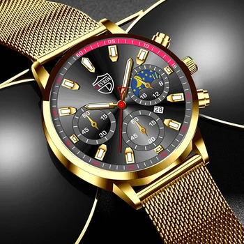 Novo Relógio de Luxo para Homens de Aço Inoxidável Relógios de Quartzo de Negócios de Couro, masculina Casual Calendário Luminoso do Relógio relógio masculino