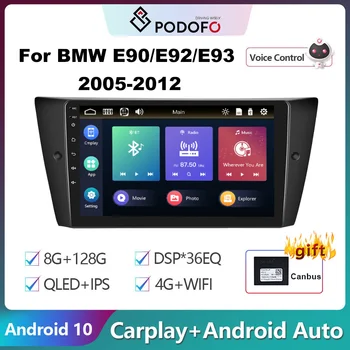 Podofo 8G+128G Para BMW E90/E92/E93 2005-2012 auto-Rádio do Carro players de vídeo CarPlay Android Auto GPS N. 2 din DVD 2din