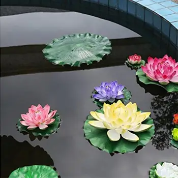2pcs Artificial Flutuante Lírio-d'Água Artificial Flor de Lotus Pond Decoração Decoração Lírio-d'Água da Lagoa do Tanque de Planta Enfeite de Decoração de Jardim