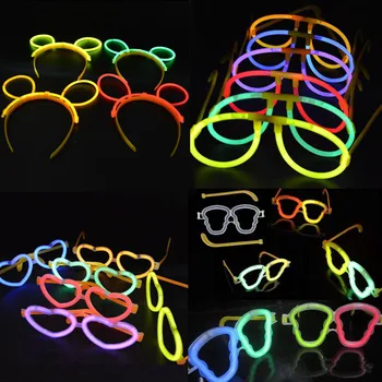 20pcs Crianças Adultos Brilho Luminoso Vara Óculos Coelho Cabeça Fluorescentes Neon Carnaval Brinquedo Partido Barra de Aniversário de Casamento de Natal