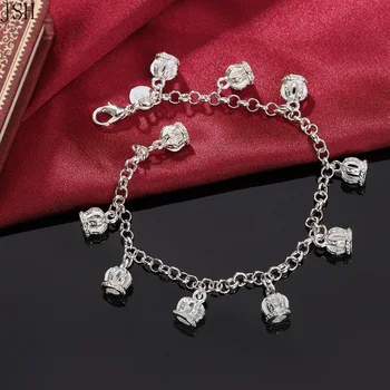 atacado senhora Encantos Coroa nobre pulseira Linda cor de prata bonito moda para mulheres de Casamento , pulseira de jóias JSHLH012