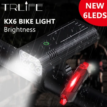 TRLIFE Poderoso 6T6 Luz de Bicicleta Recarregável USB 5000lumens mais Brilhante Luz Bicicleta de BTT Lanterna Lâmpada Dianteira como banco do poder