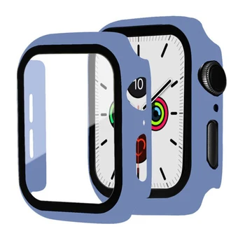 Vidro+Case Para Apple Assistir Série 8 7 6 5 3 SE 45mm 41mm 44mm 40mm 42mm/38 iWatch Protetor de Tela+Capa Apple Relógio Acessórios