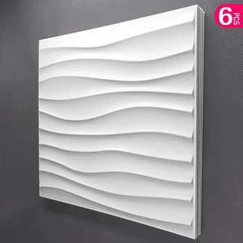 6pcs 30cm de Decoração de Parede em 3D Painel de onda Design de Diamante Não plástico auto-adesivo bloco 3D adesivo de parede de sala de estar, casa de Banho papel de parede