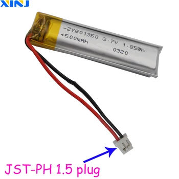 XINJ 500 mAh 3.7 V Bateria de Lítio Polímero Li 801350 TJS 2pinos 1,5 mm Conector Para alto-Falante Bluetooth Gravador de Condução Pena Sat Nav